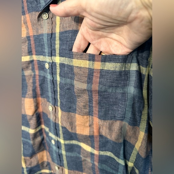 ROWM Short Sleeve Madras Plaid Button Down Shirt Men’s Size Large - Picture 5 of 6